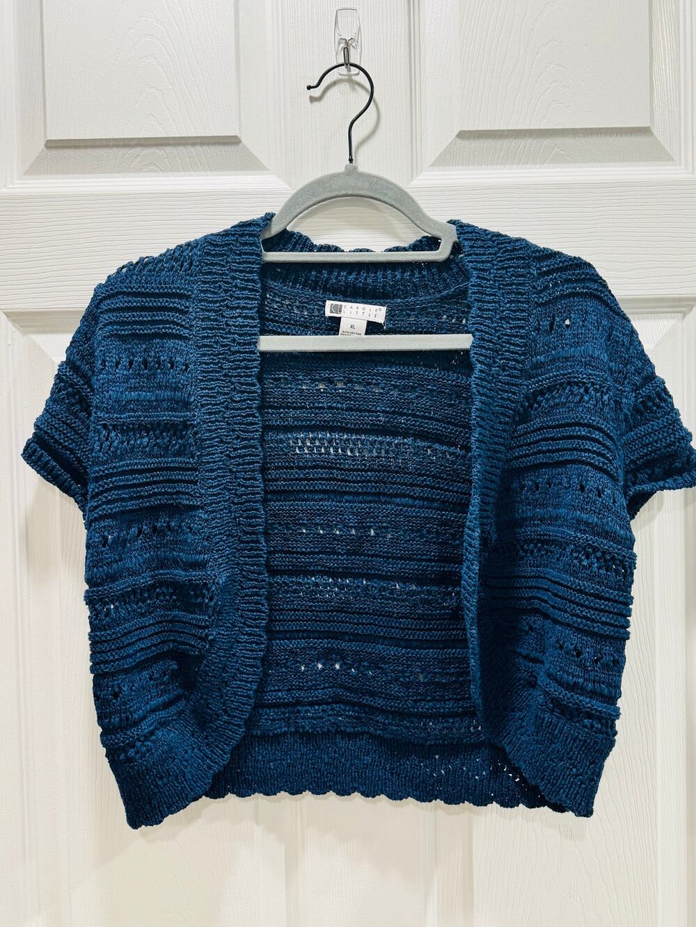 Women's Carole Little Navy Blue Knit Shrug Open Cardigan XL